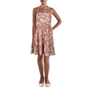 En Saison Womens Pink Tie Strap Gathered Mini Sundress M